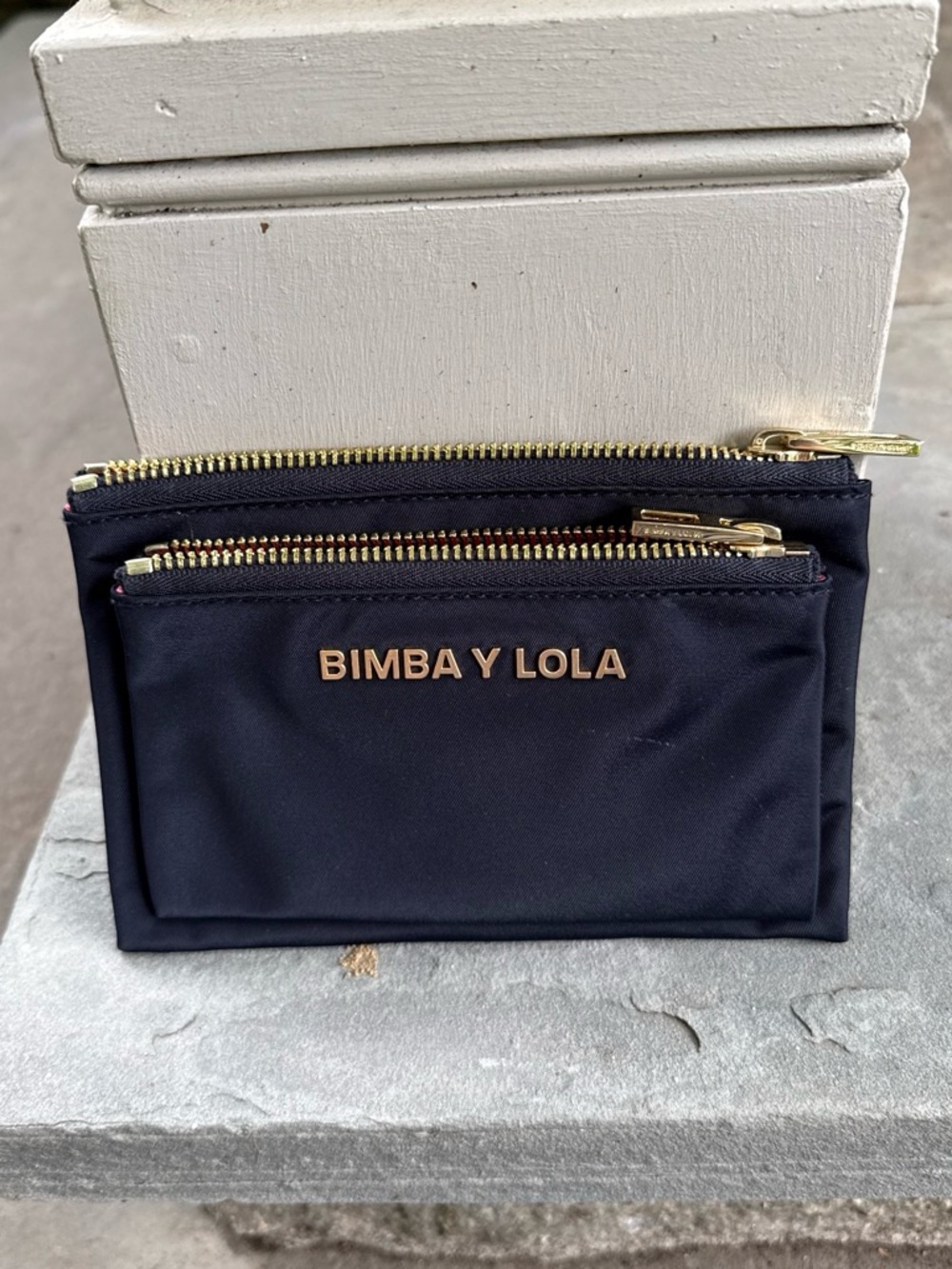 Bimba Y Lola Navy Nylon Zip Pouch Wallet
